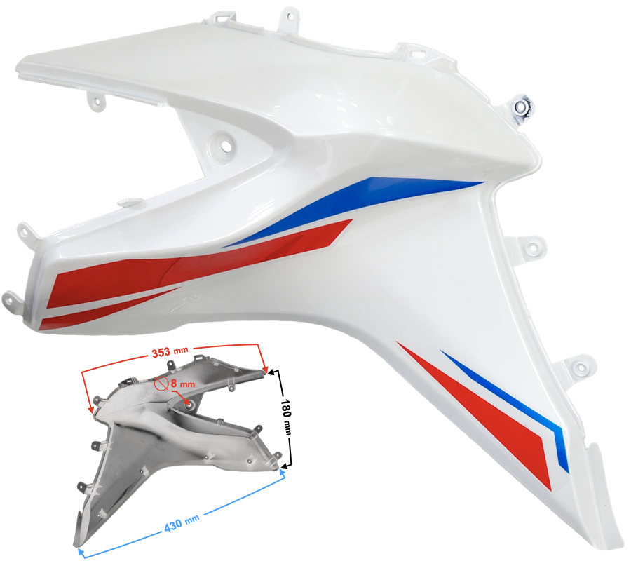 Tankdeksel links wit GT 125